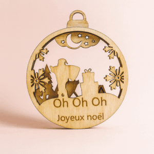 Boule de Noël en bois – “Oh Oh Oh”